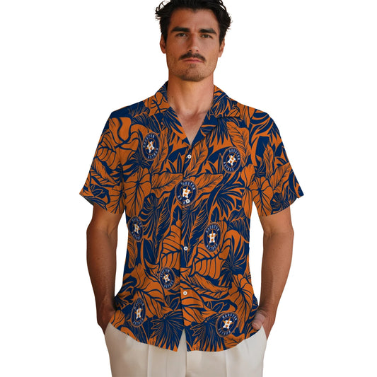 Houston Astros Hawaiian Shirt - Monstera Layer | Moonbestprint