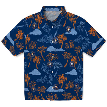 Houston Astros Hawaiian Shirt - Palm And Clouds | Moonbestprint