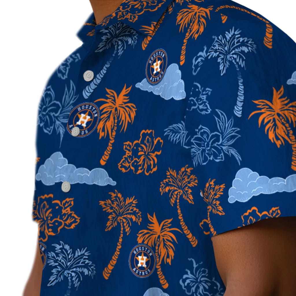 Houston Astros Hawaiian Shirt - Palm And Clouds | Moonbestprint