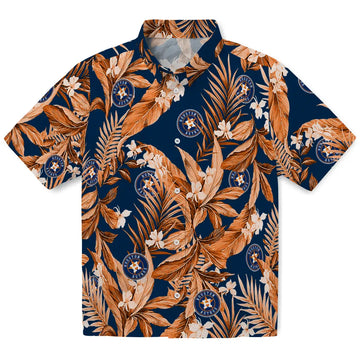 Houston Astros Hawaiian Shirt - Palm Leaves | Moonbestprint