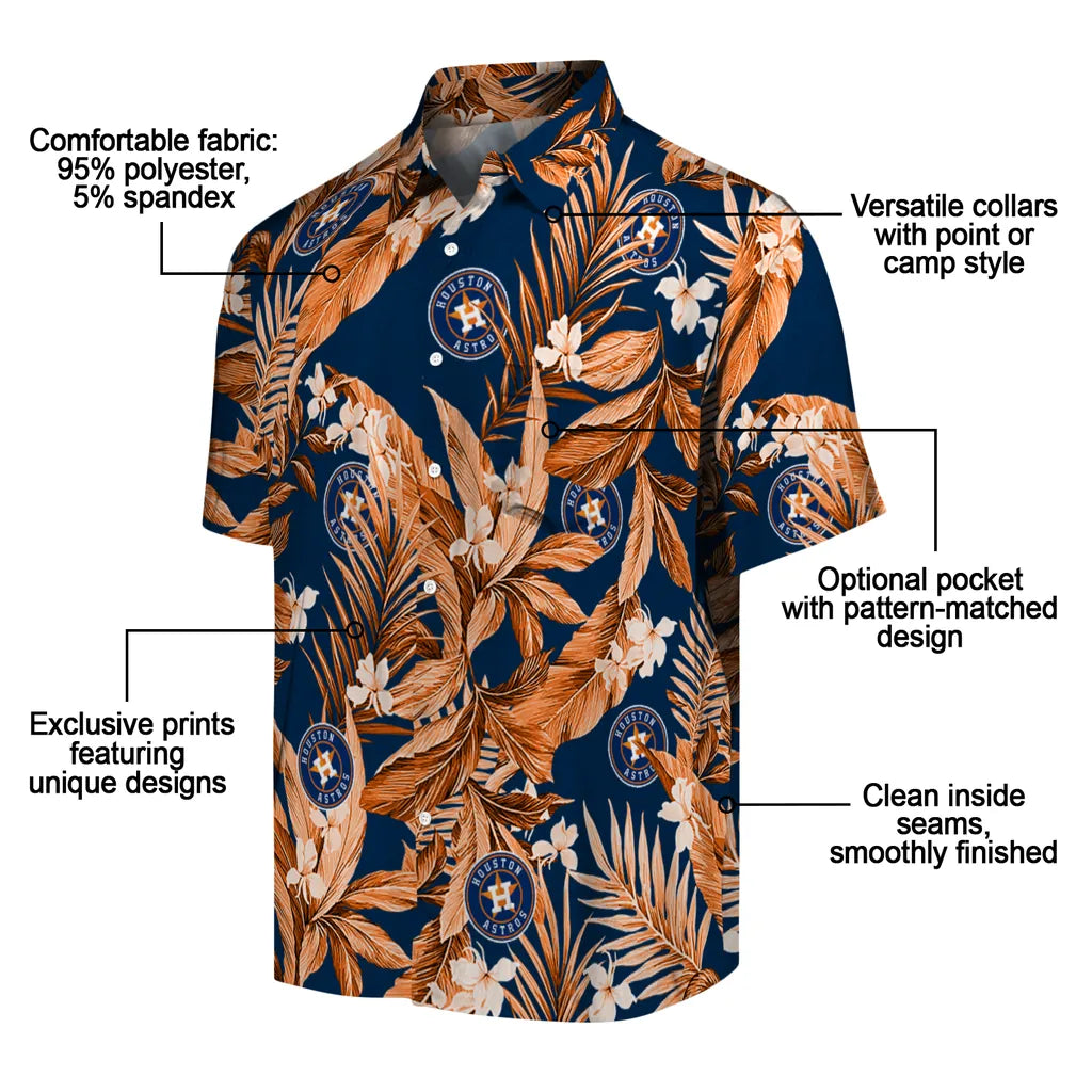 Houston Astros Hawaiian Shirt - Palm Leaves | Moonbestprint
