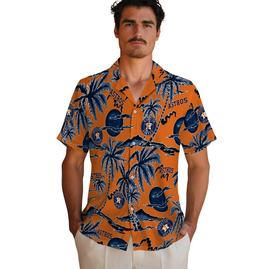 Houston Astros Hawaiian Shirt - Palm Sunset | Moonbestprint