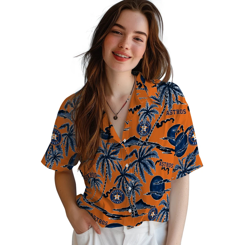 Houston Astros Hawaiian Shirt - Palm Sunset | Moonbestprint