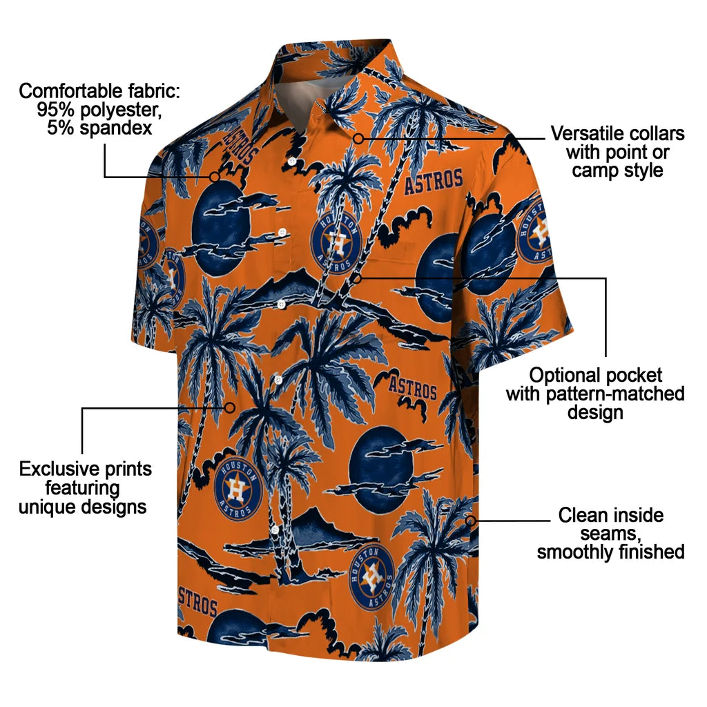 Houston Astros Hawaiian Shirt - Palm Sunset | Moonbestprint
