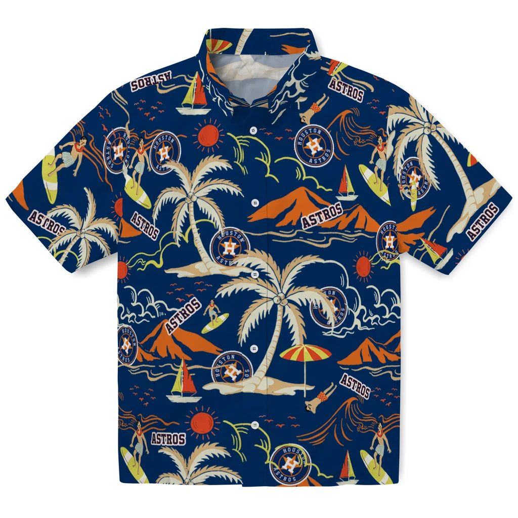 Houston Astros Hawaiian Shirt - Palm Tree Island | Moonbestprint