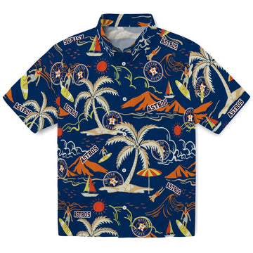 Houston Astros Hawaiian Shirt - Palm Tree Island | Moonbestprint