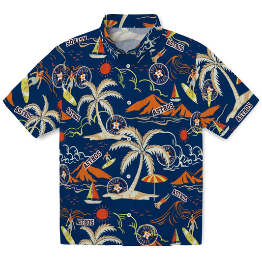 Houston Astros Hawaiian Shirt - Palm Tree Island | Moonbestprint