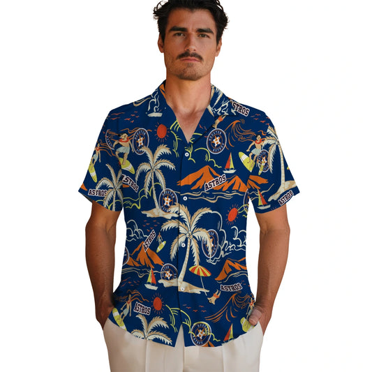 Houston Astros Hawaiian Shirt - Palm Tree Island | Moonbestprint