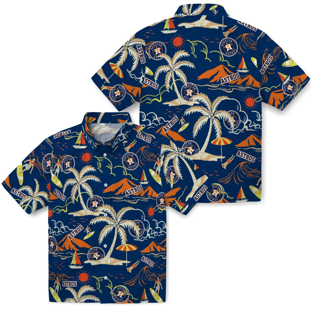 Houston Astros Hawaiian Shirt - Palm Tree Island | Moonbestprint