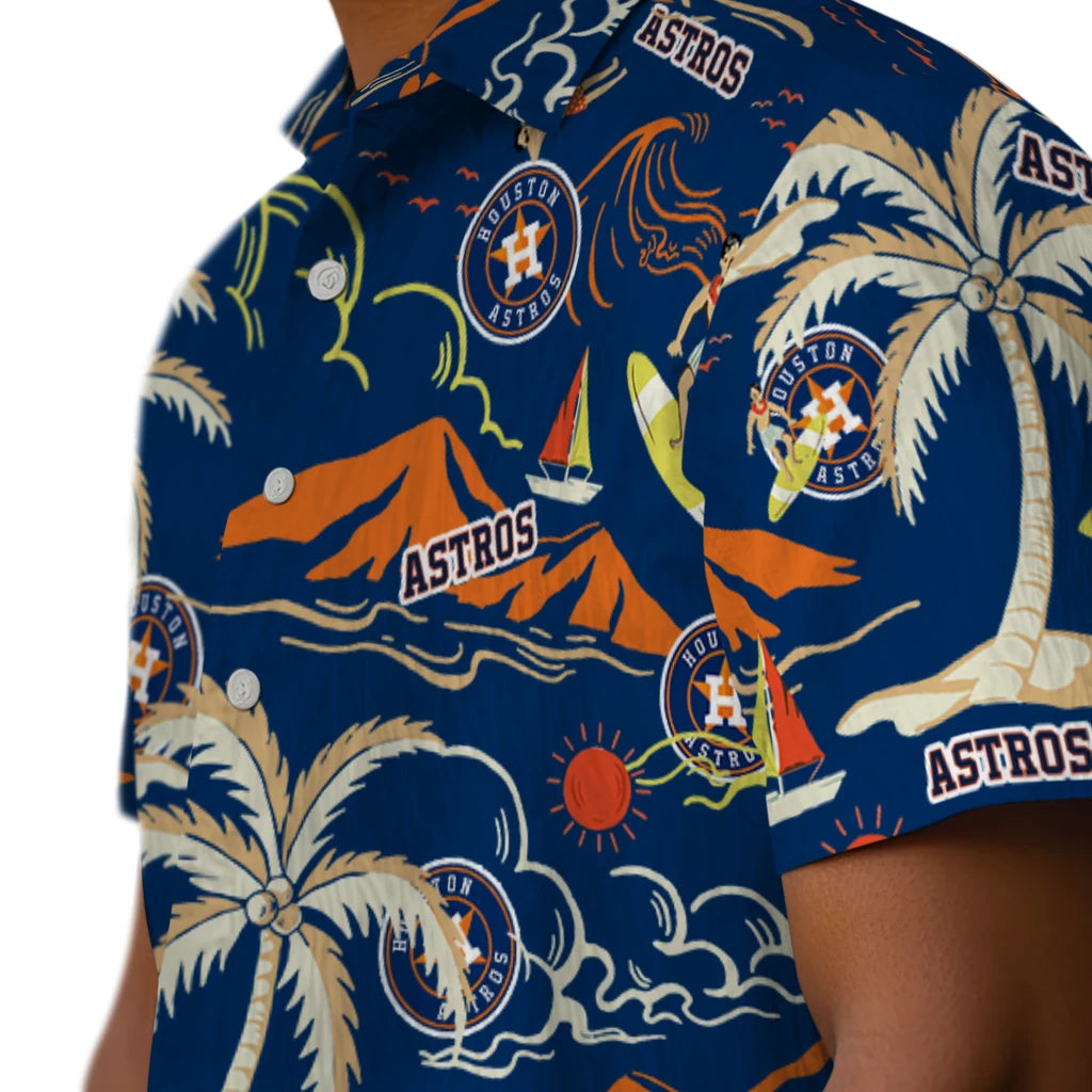 Houston Astros Hawaiian Shirt - Palm Tree Island | Moonbestprint