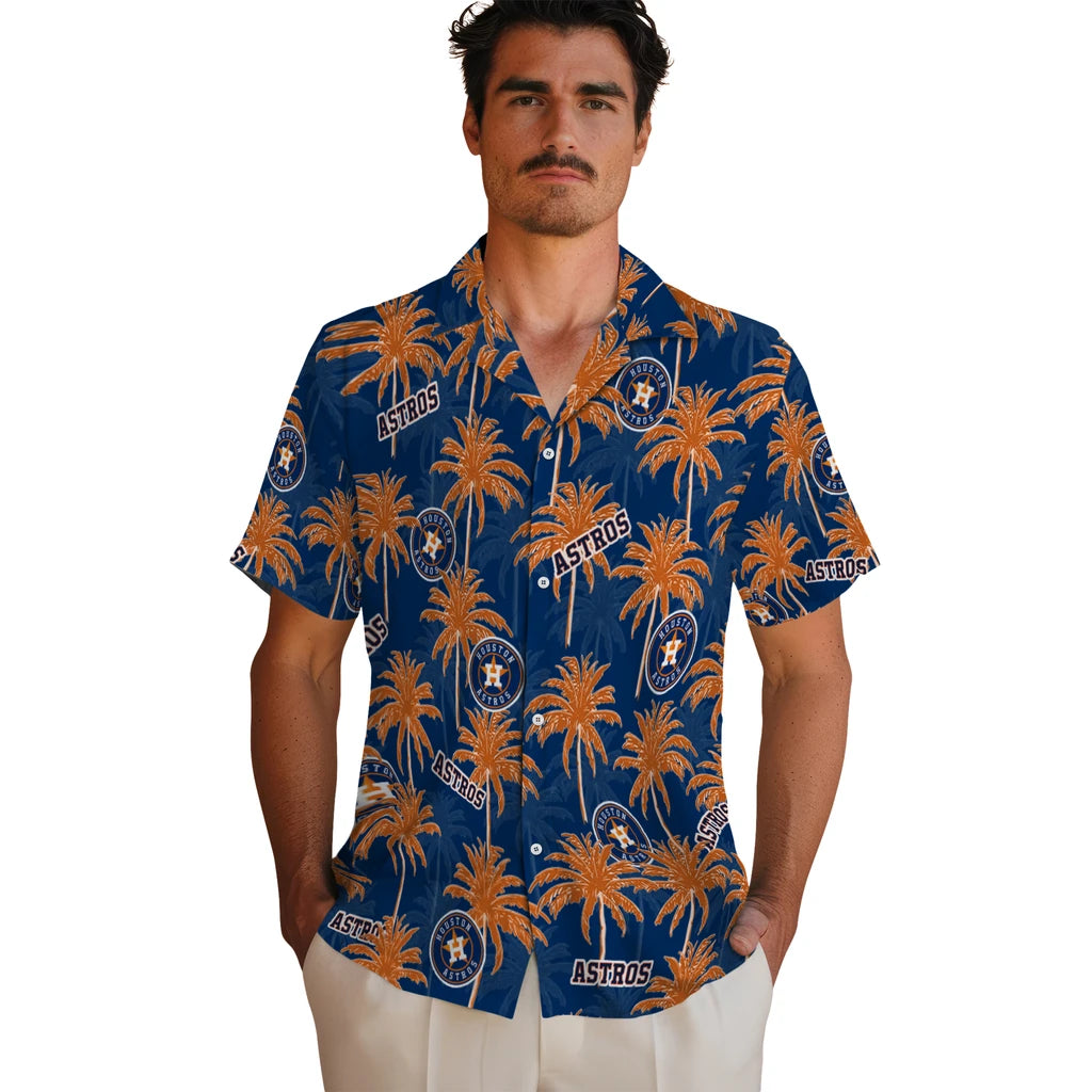 Houston Astros Hawaiian Shirt - Palm Tree Motif | Moonbestprint