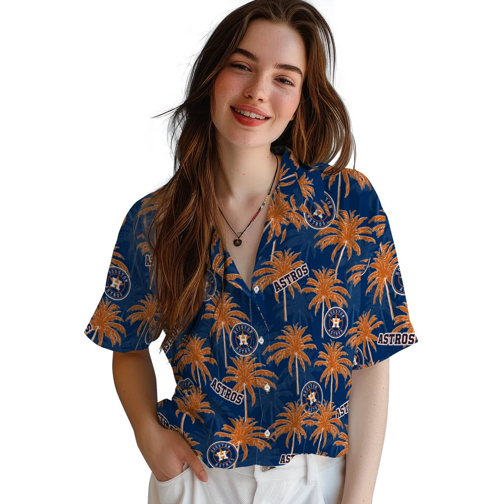 Houston Astros Hawaiian Shirt - Palm Tree Motif | Moonbestprint