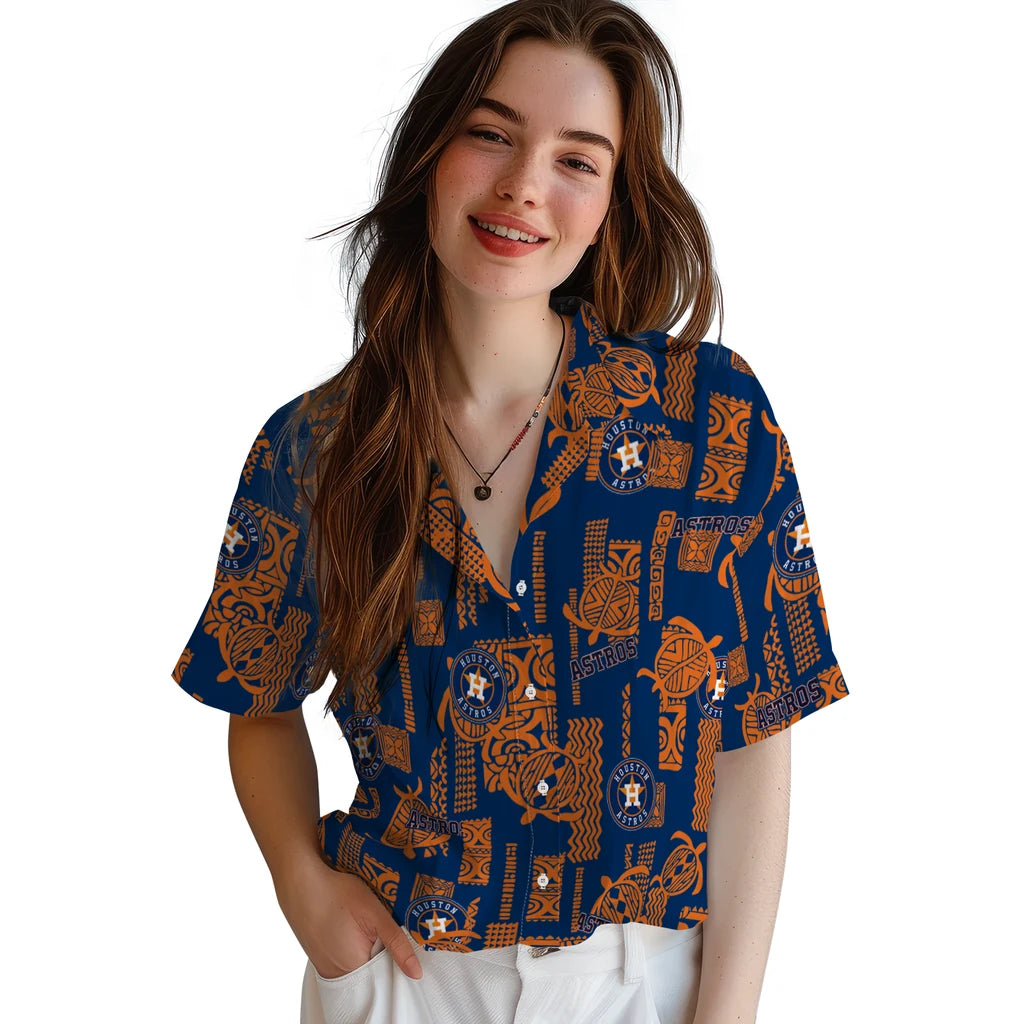 Houston Astros Hawaiian Shirt - Turtle Lines | Moonbestprint