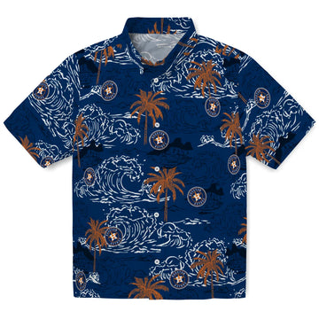 Houston Astros Hawaiian Shirt - Wave Palm | Moonbestprint