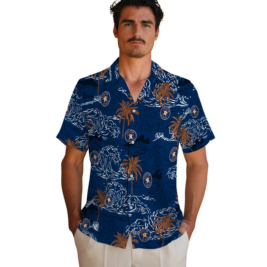 Houston Astros Hawaiian Shirt - Wave Palm | Moonbestprint