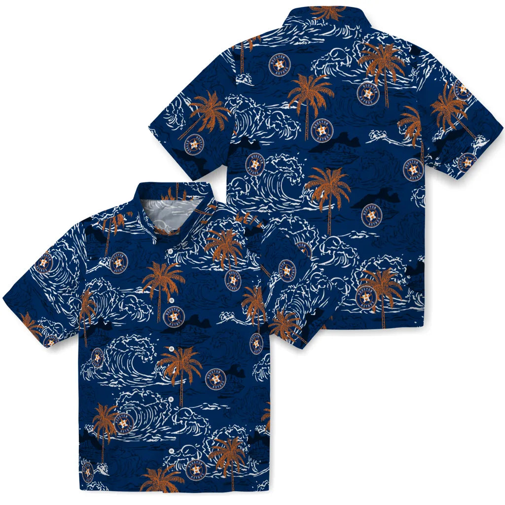 Houston Astros Hawaiian Shirt - Wave Palm | Moonbestprint