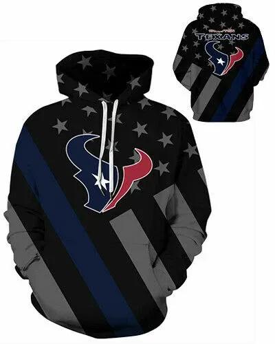 Houston Texans American Flag Team NFL 3D All Over Print Hoodie -Moonbestprint