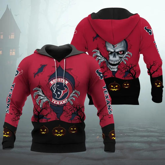 Houston Texans Halloween 3D NFL All Over Print Hoodie -Moonbestprint
