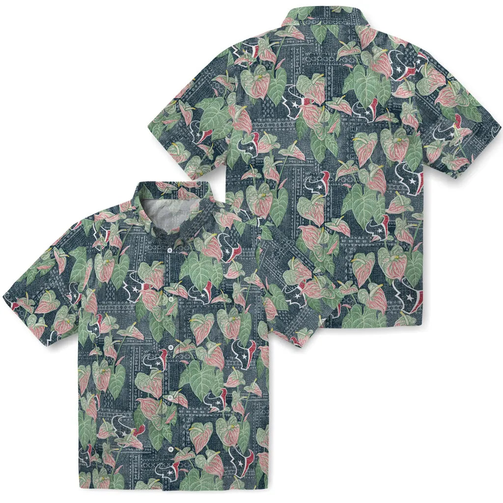 Houston Texans Hawaiian Shirt - Anthurium Overlay | Moonbestprint