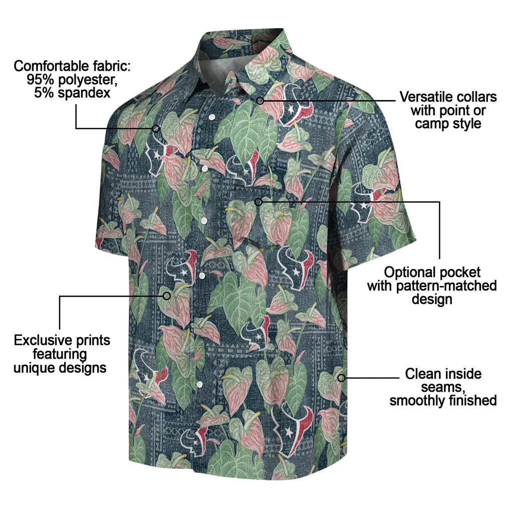 Houston Texans Hawaiian Shirt - Anthurium Overlay | Moonbestprint