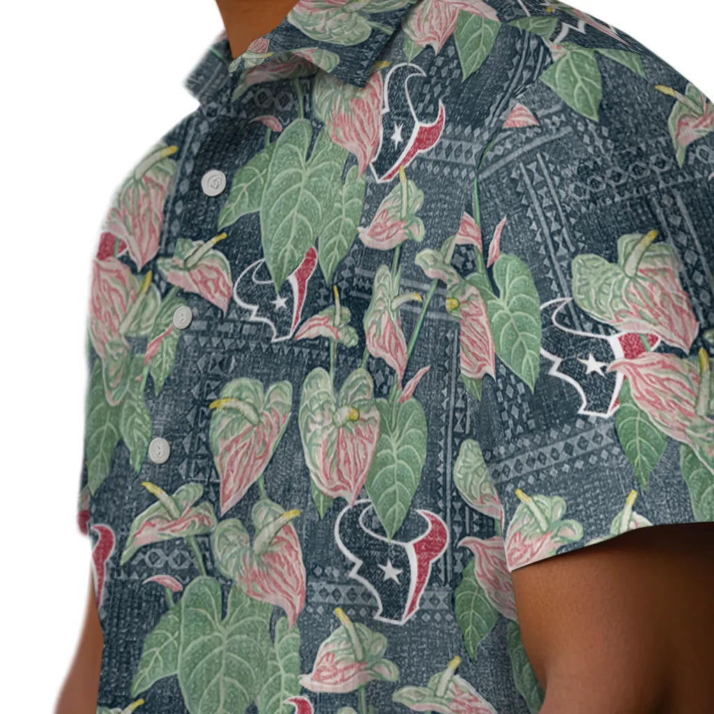 Houston Texans Hawaiian Shirt - Anthurium Overlay | Moonbestprint