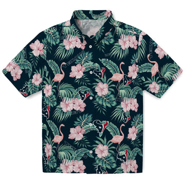 Houston Texans Hawaiian Shirt - Flamingo and Hibiscus | Moonbestprint