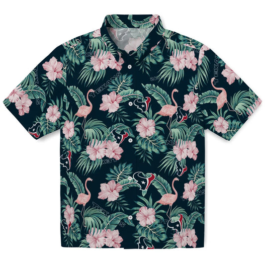 Houston Texans Hawaiian Shirt - Flamingo and Hibiscus | Moonbestprint