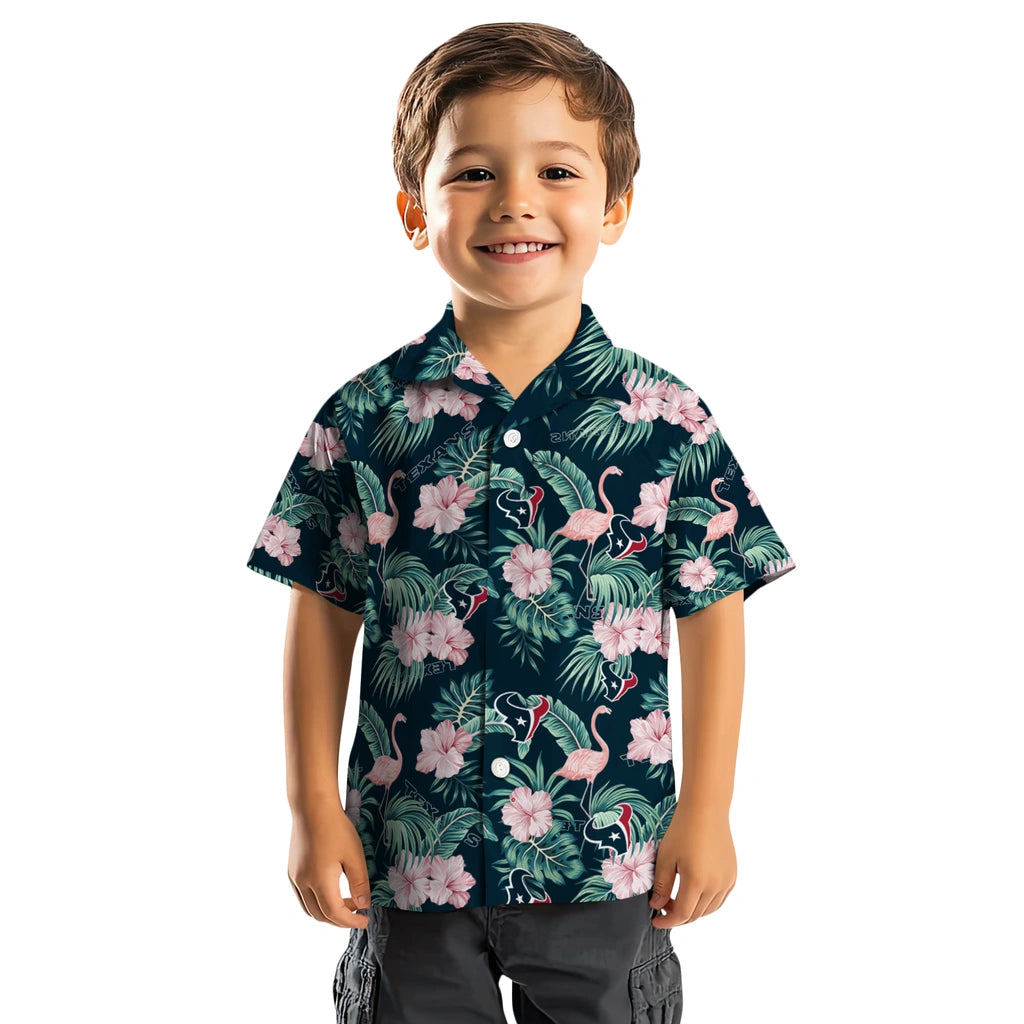 Houston Texans Hawaiian Shirt - Flamingo and Hibiscus | Moonbestprint