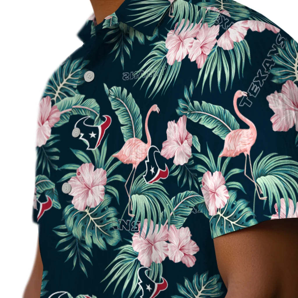 Houston Texans Hawaiian Shirt - Flamingo and Hibiscus | Moonbestprint