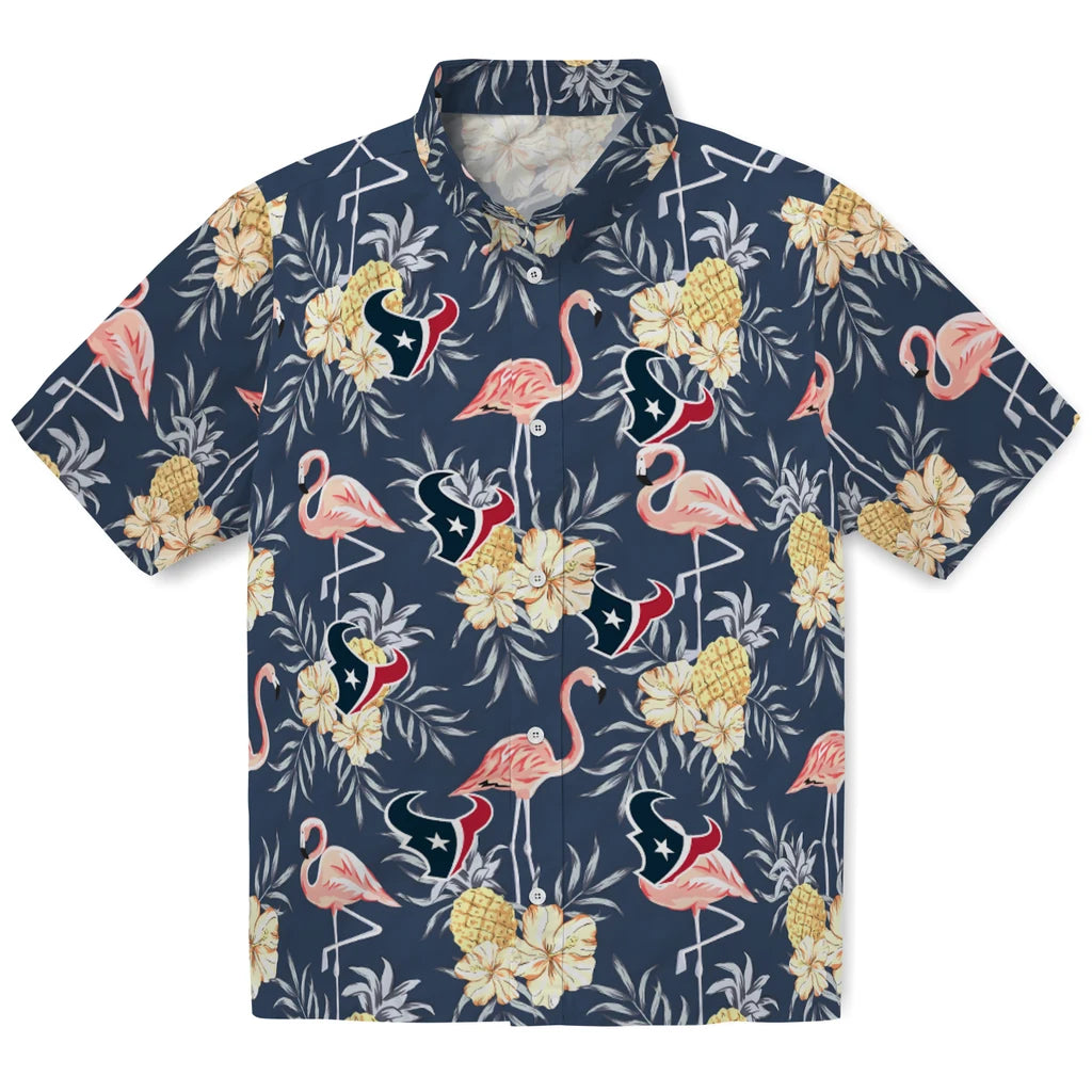 Houston Texans Hawaiian Shirt - Flamingo Hibiscus | Moonbestprint