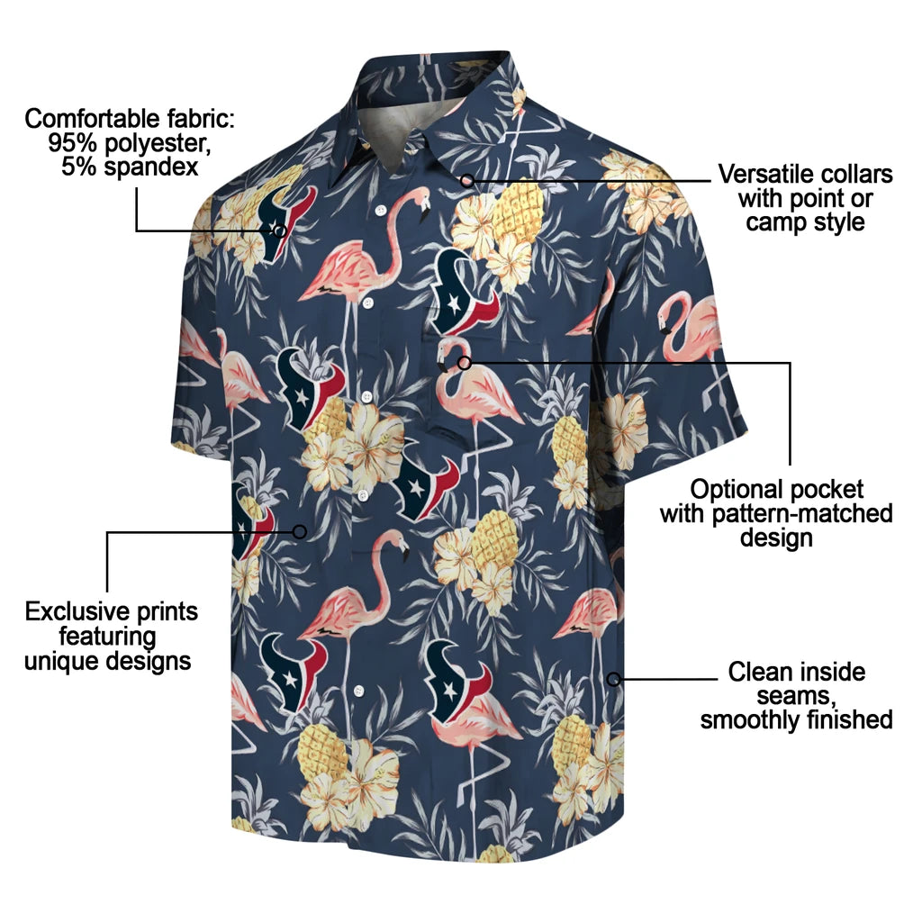 Houston Texans Hawaiian Shirt - Flamingo Hibiscus | Moonbestprint