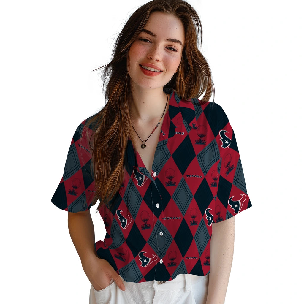Houston Texans Hawaiian Shirt - Golfing Plaid | Moonbestprint