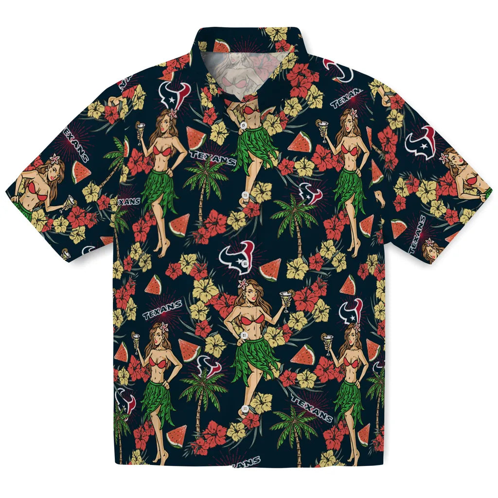 Houston Texans Hawaiian Shirt - Hawaiian Girls Design | Moonbestprint
