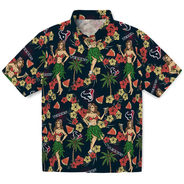 Houston Texans Hawaiian Shirt - Hawaiian Girls Design | Moonbestprint