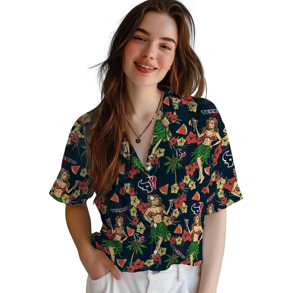 Houston Texans Hawaiian Shirt - Hawaiian Girls Design | Moonbestprint
