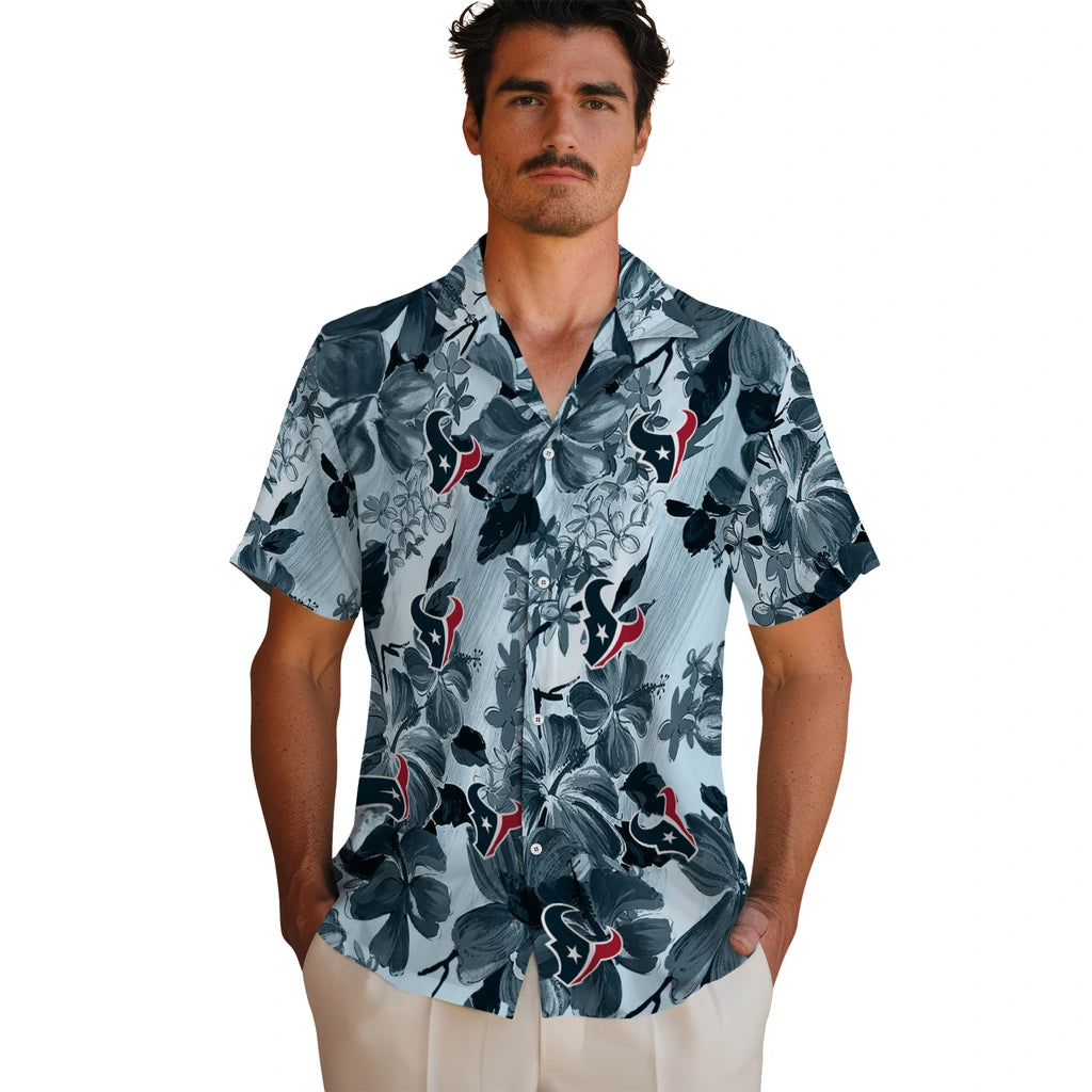 Houston Texans Hawaiian Shirt - Hibiscus Arrangement | Moonbestprint