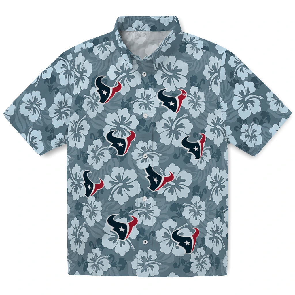Houston Texans Hawaiian Shirt - Hibiscus Cluster | Moonbestprint