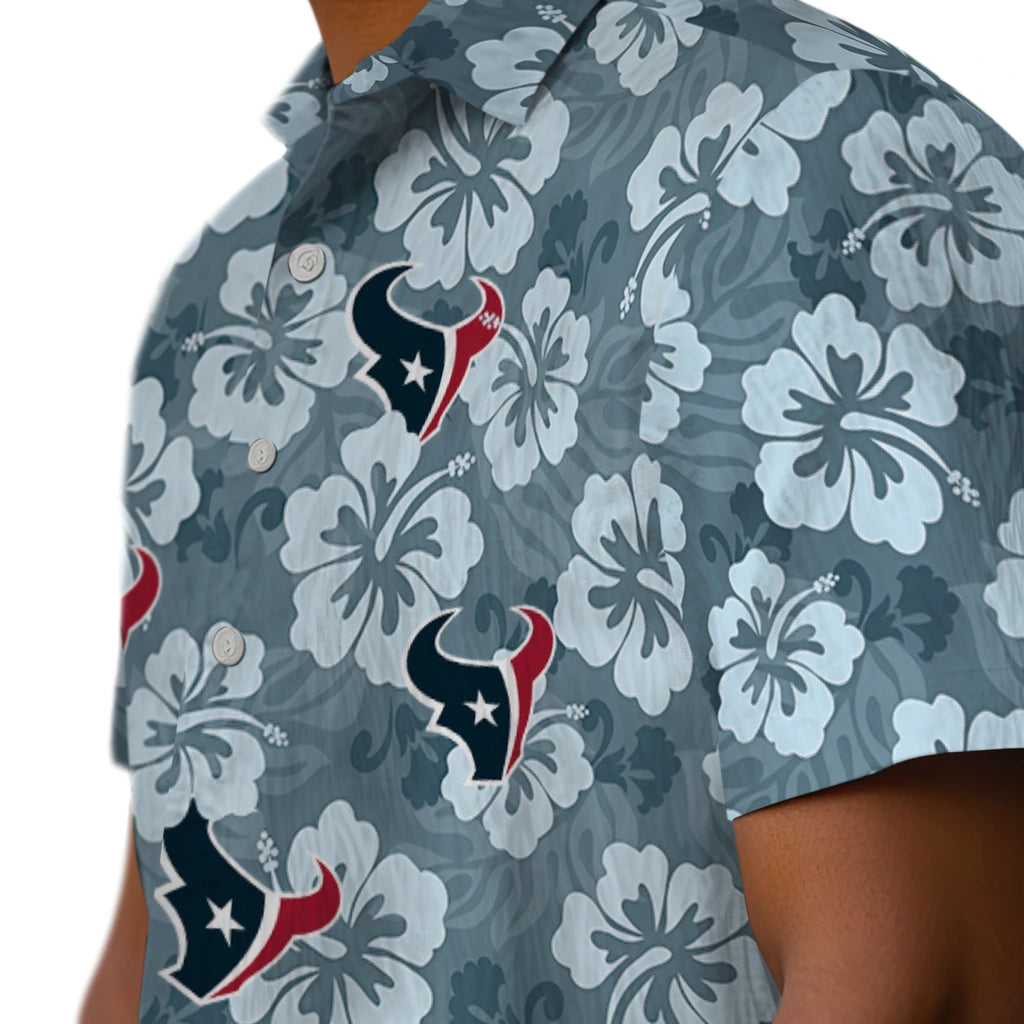 Houston Texans Hawaiian Shirt - Hibiscus Cluster | Moonbestprint