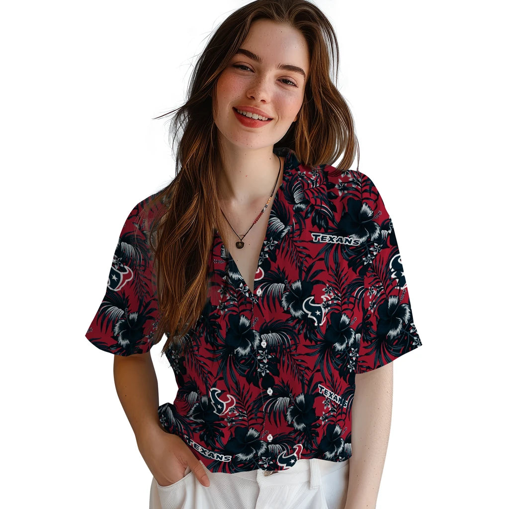 Houston Texans Hawaiian Shirt - Hibiscus Exotic | Moonbestprint