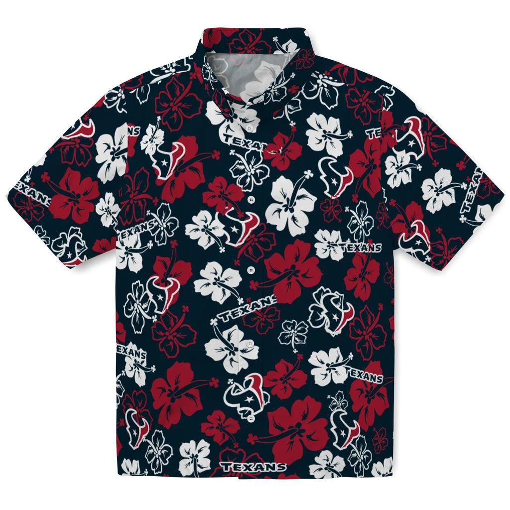 Houston Texans Hawaiian Shirt - Hibiscus Flower Design | Moonbestprint