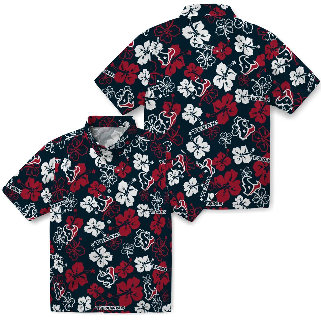 Houston Texans Hawaiian Shirt - Hibiscus Flower Design | Moonbestprint