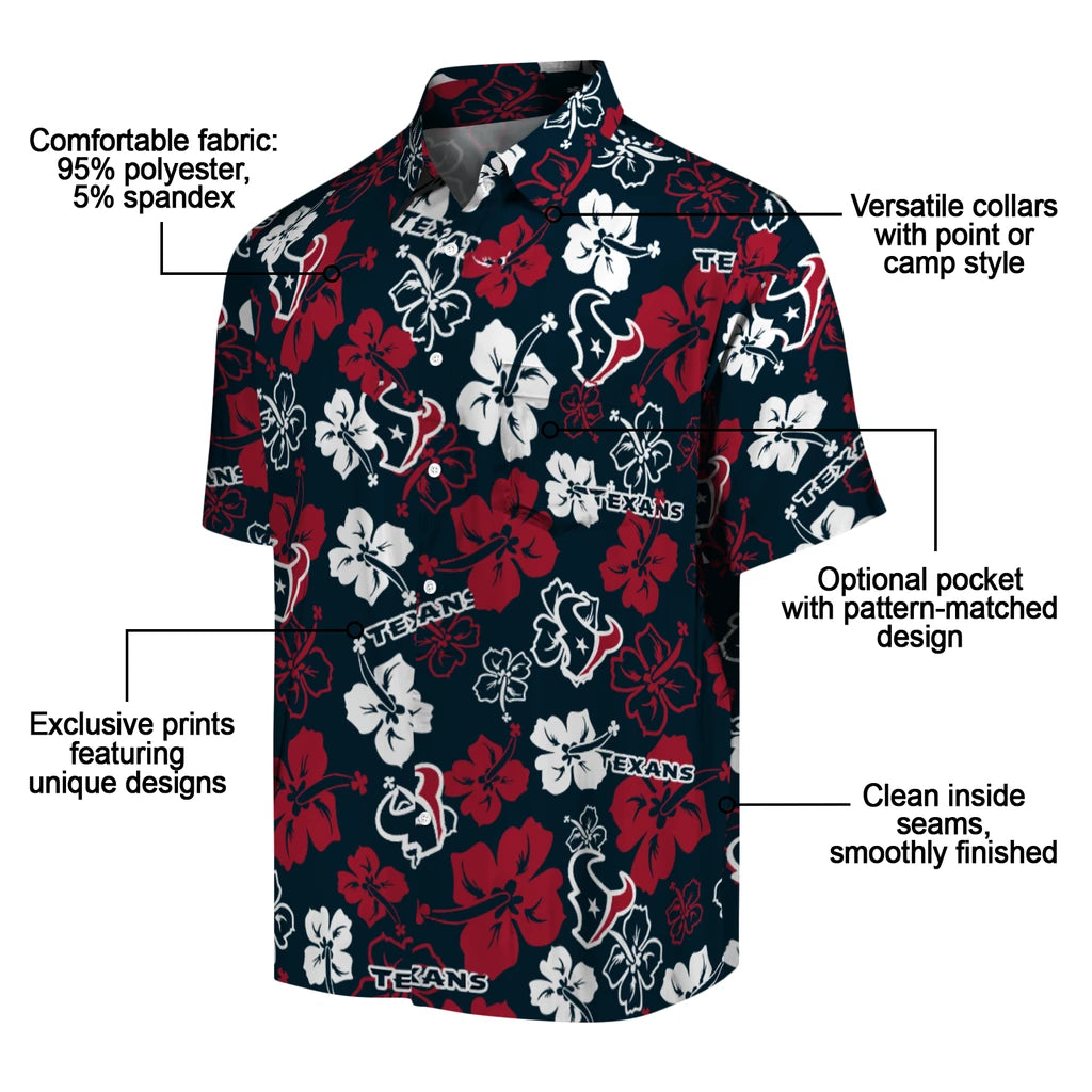 Houston Texans Hawaiian Shirt - Hibiscus Flower Design | Moonbestprint
