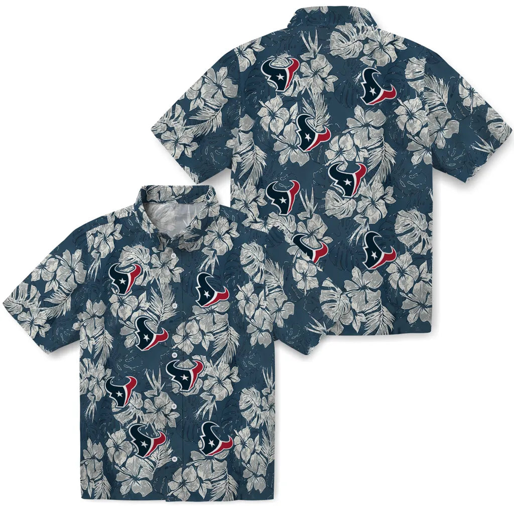 Houston Texans Hawaiian Shirt - Hibiscus Flowers | Moonbestprint