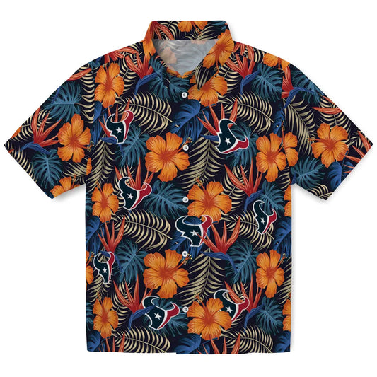 Houston Texans Hawaiian Shirt - Hibiscus Foliage | Moonbestprint