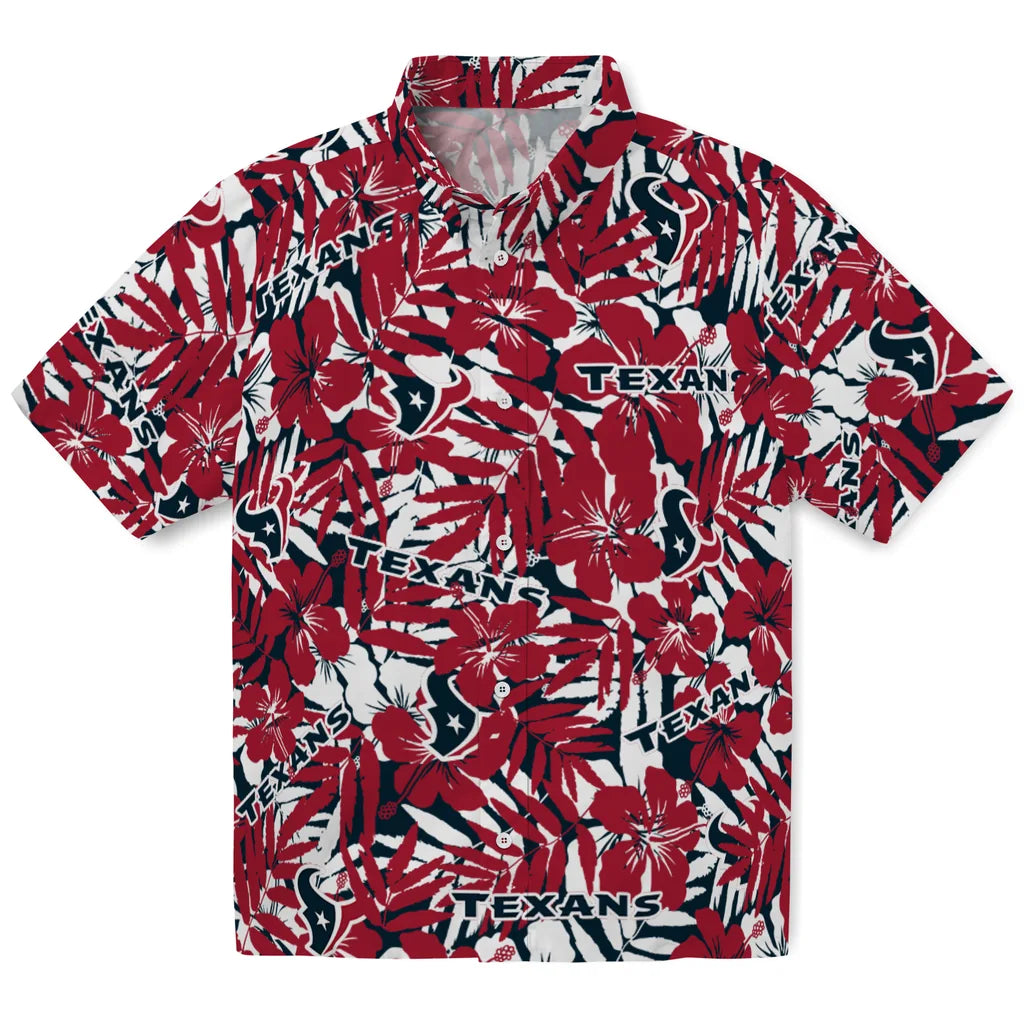 Houston Texans Hawaiian Shirt - Hibiscus Overlay | Moonbestprint
