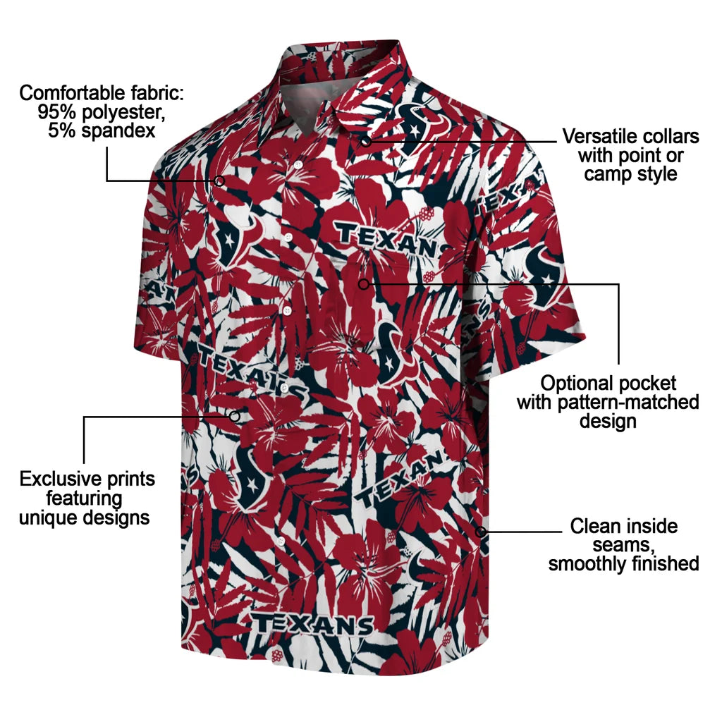 Houston Texans Hawaiian Shirt - Hibiscus Overlay | Moonbestprint