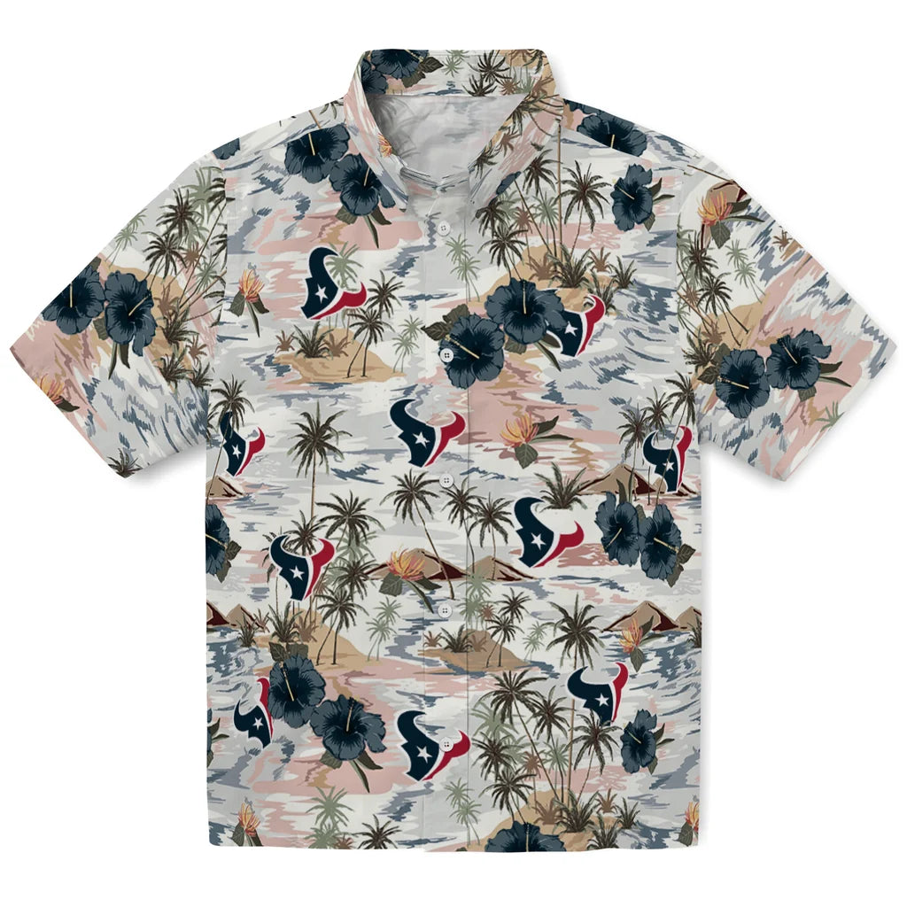 Houston Texans Hawaiian Shirt - Hibiscus Seaside | Moonbestprint