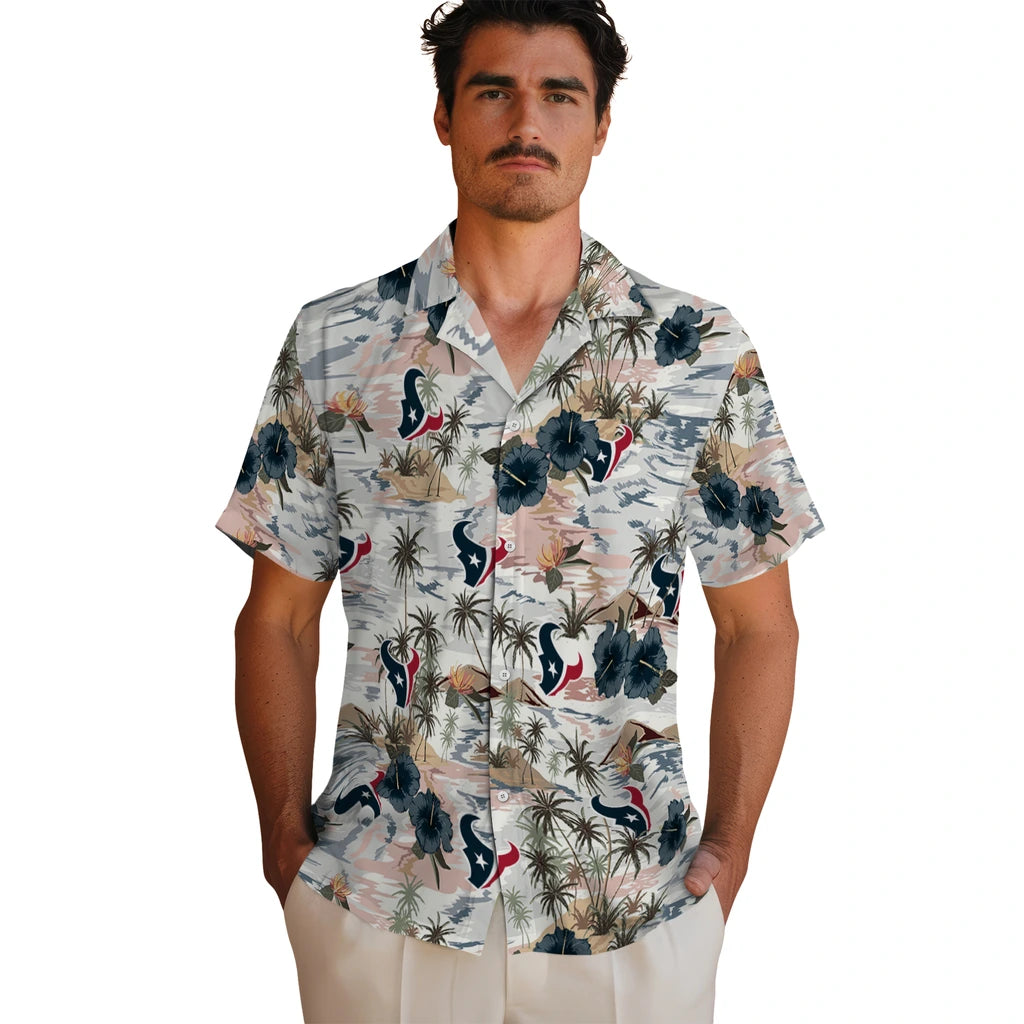 Houston Texans Hawaiian Shirt - Hibiscus Seaside | Moonbestprint