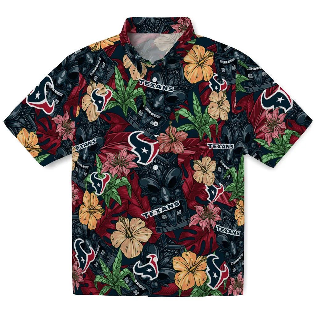 Houston Texans Hawaiian Shirt - Hibiscus Tiki Jungle | Moonbestprint