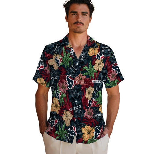 Houston Texans Hawaiian Shirt - Hibiscus Tiki Jungle | Moonbestprint